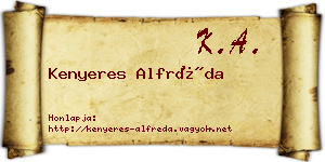 Kenyeres Alfréda névjegykártya